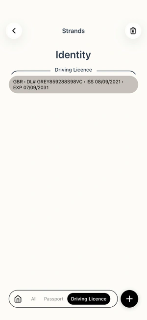 A saved Driving Licence Strand in the Identity Thread