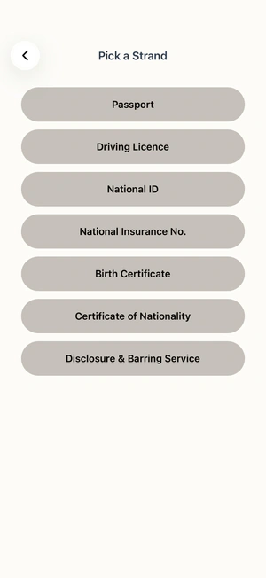 Identity Strands: Passport, Driving Licence, National ID, National Insurance No., Birth Certificate and more